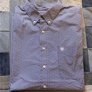 Men’s Ariat Blue & White Print Cotton Button Down